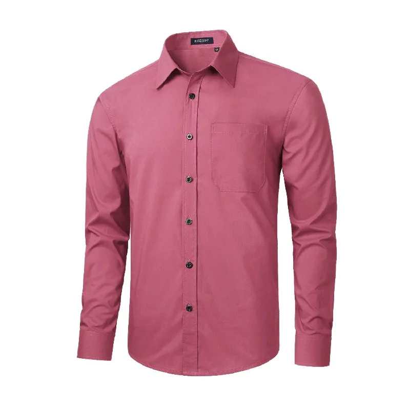 Men's Dress Shirt with Pocket - DARK PINK