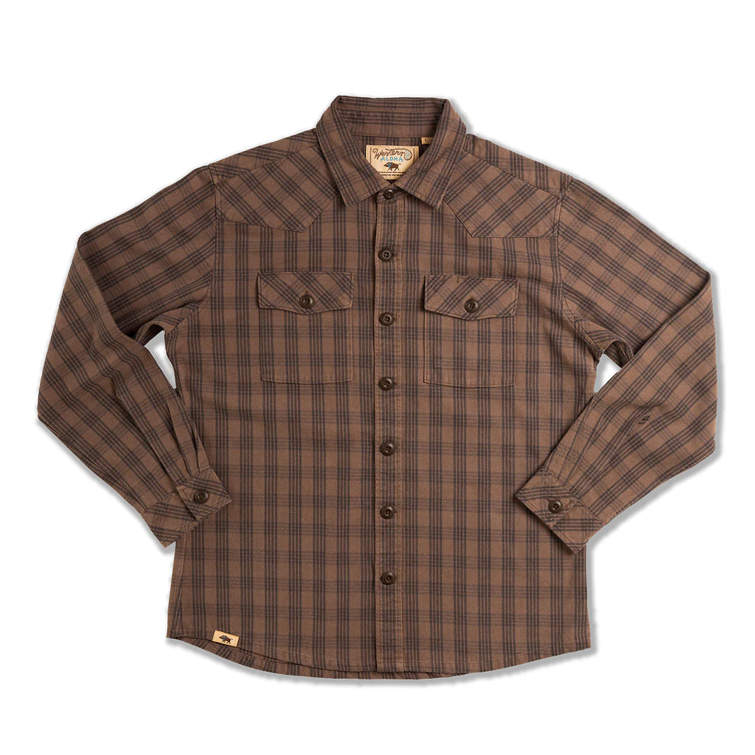 Waimea Heavyweight Overshirt | Brown Charcoal Palaka | Western Aloha