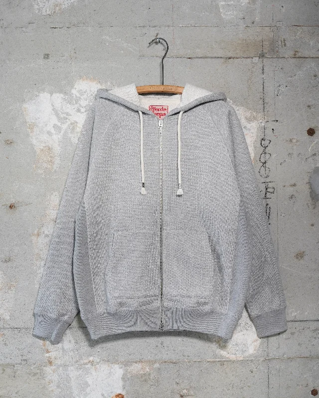 Zip Hoodie - 876gsm Double Heavyweight French Terry - Heather Grey