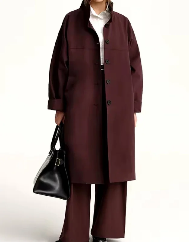 Burgandy Oversized Trench Coat