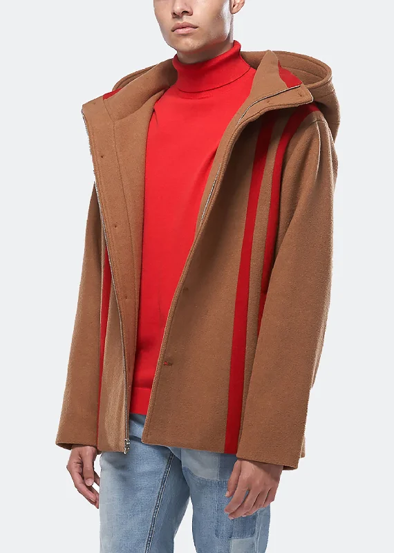 Konus Men's Wool Blend Hooded Coat in Camel