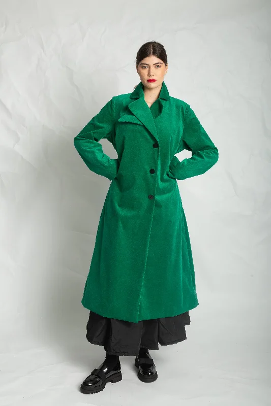 Les Filles D'ailleurs Green Velvet Belted Coat