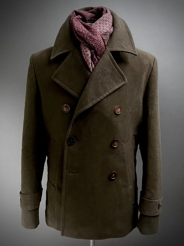 Mocha Padded Moleskin Peacoat.